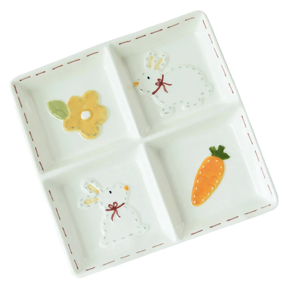 

1 Pc Multi-cell Ceramic Snack Display Tray Food Storage Plate for Cafe And Home