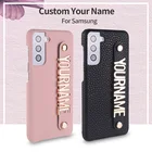 Роскошный чехол для телефона из кожи с надписью на заказ и инициалом имени для Samsung S8 9 10 21 A50 70 A7 2018 защитный чехол для телефона с металлическими буквами