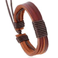 hot selling hand woven hip hop leather bracelet simple and fashionable mens jewelry