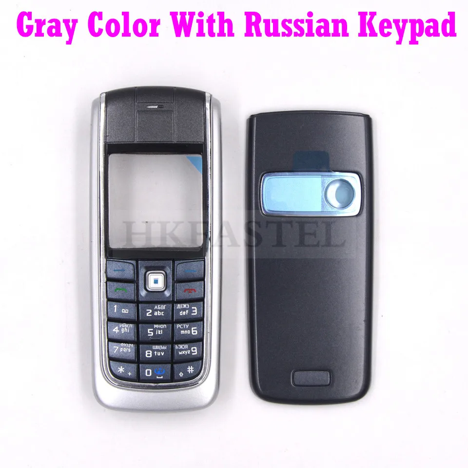 Gray Russian HKFASTEL, корпус, клавиатура для Nokia 6020, передняя рамка для ЖК-дисплея, задняя крышка, чехол для батареи, китайский/русский/иврит, клавиатура - Цвет: Gray Russian