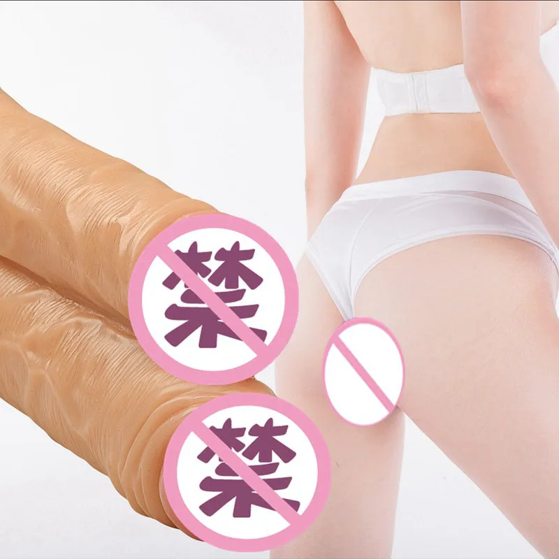 Огромный фаллоимитатор с реалистичной кожей для женщин двойной стимуляции