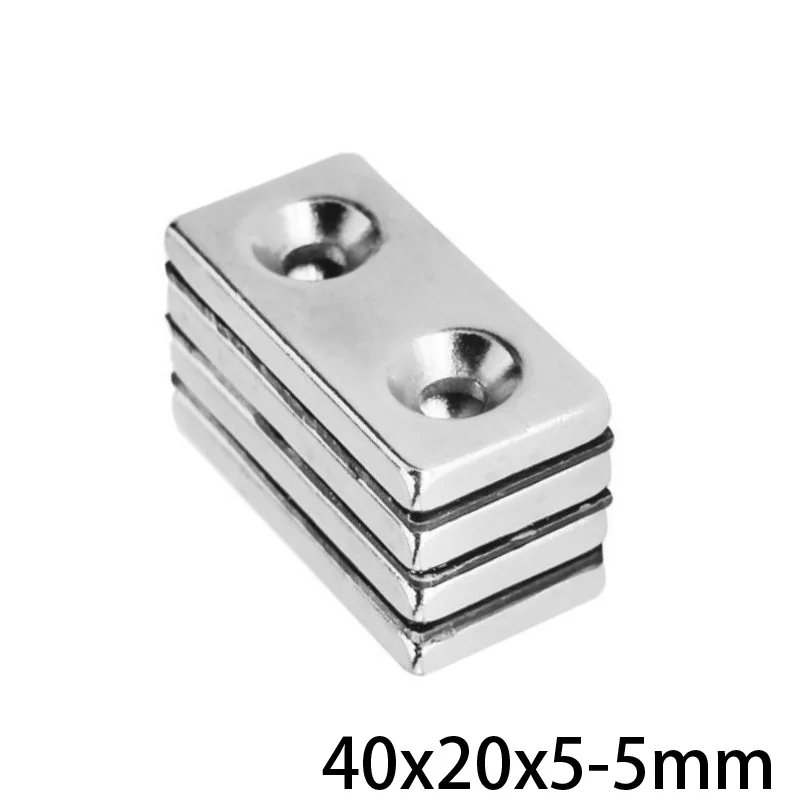 

1~30PCS 40x20x5-5 Strong Quadrate Neodymium Magnet Double Hole 5mm NdFeB Magnetic 40x20x5 Rare Earth Magnets 40*20*5-5 40*20*5