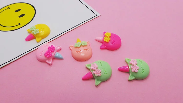 100Pcs/Lot Miniature Kawaii Unicorn Resin Flatback Cabochon for Scrapbooking Hair Bow Center Embellishment DIY Craft