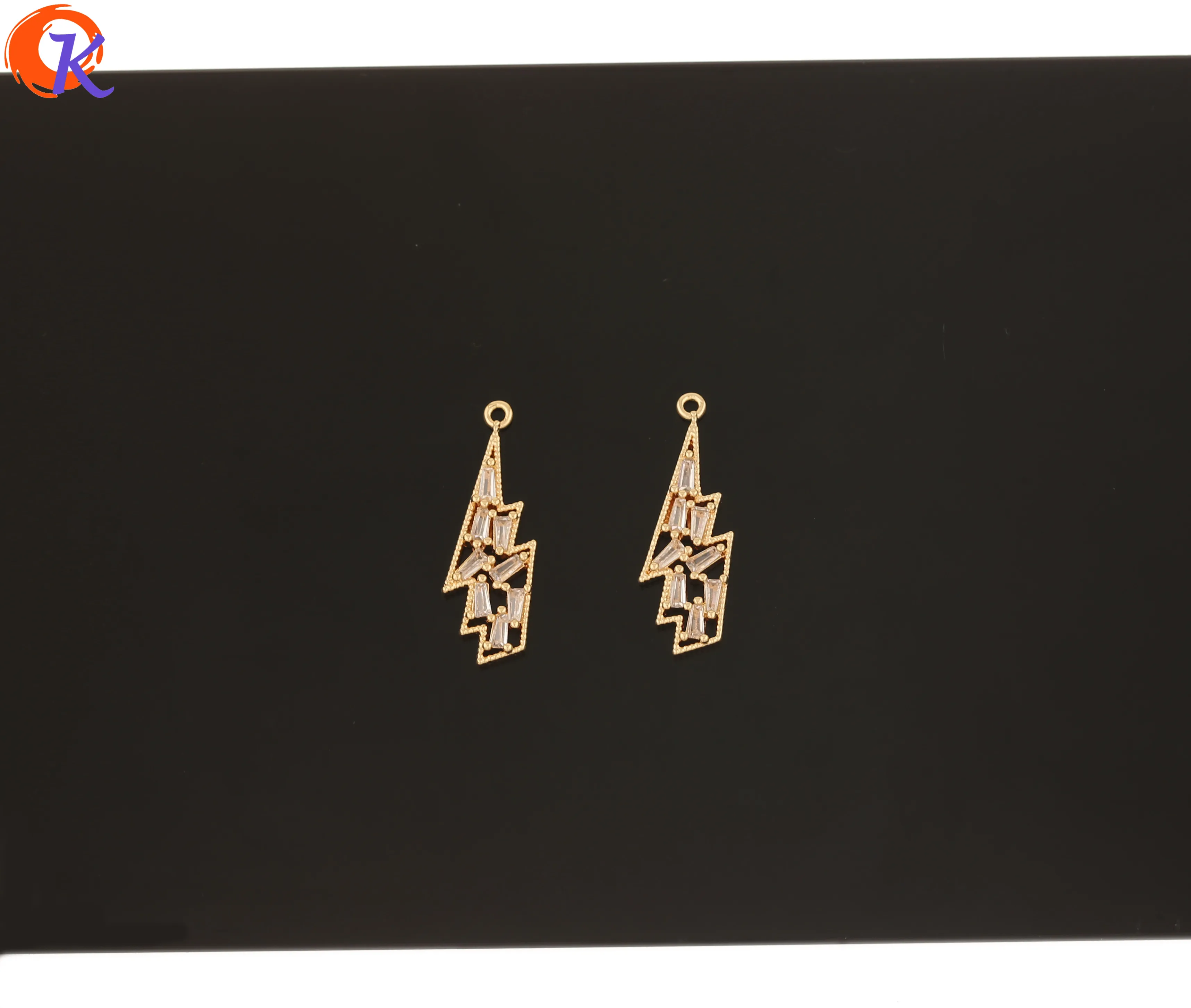 

Cordial Design 20Pcs 8*24MM DIY Jewelry Accessories/Genuine Gold Plating/Lightning Shape/Hand Made/CZ Charms/Earring Findings