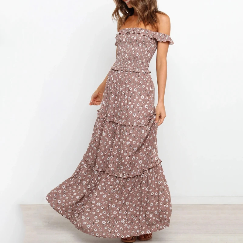 

Summer vintage red dress vestidos clothes women 2021 Printed Long-Sleeved Printed ruffles elegant maxi A-Line Dress for women