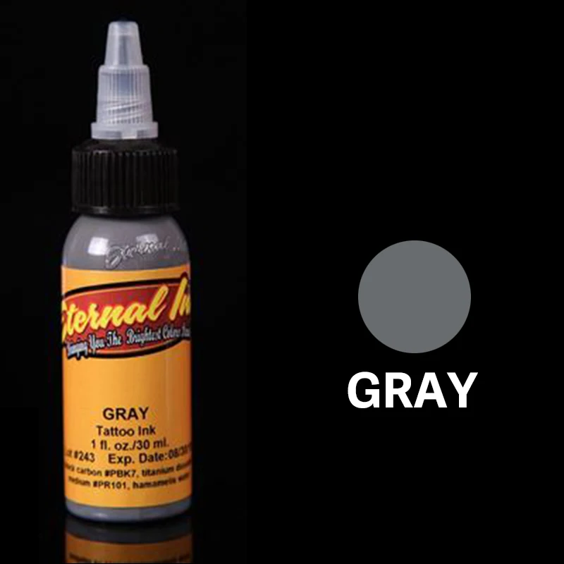 gray Перманентные чернила для татуировки, набор пигмента, tinta tattoo tintas para tatuajes, пигменты, динамические чернила, goochie tintas tattoo, aimoosi - Цвет: gray