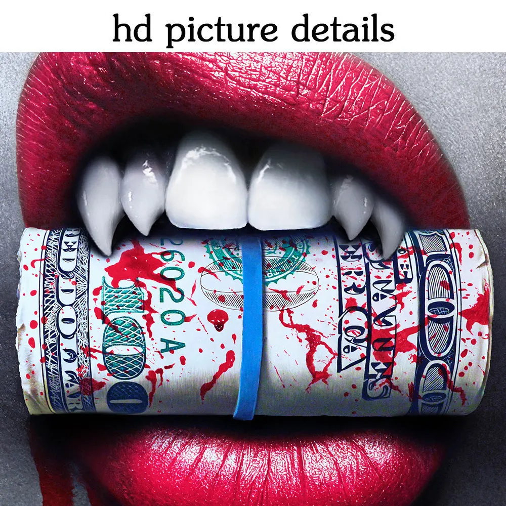 

Sexy Red Lips with Money Dollars Canvas Art Prints Painting Home Decor Pintures Wall Art for Living room Creative bar Ideal Gift