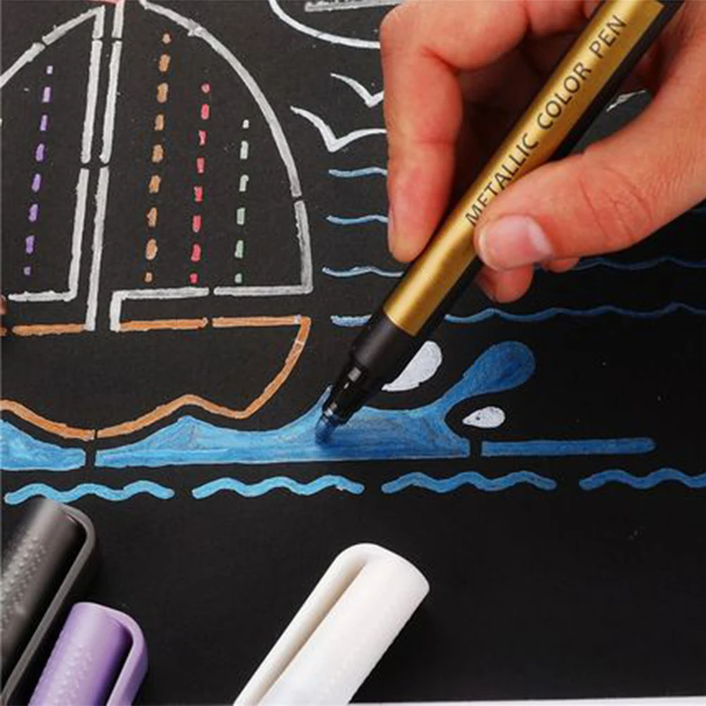 10 шт. товары для рукоделия металлический маркер черная бумага ручка рисования