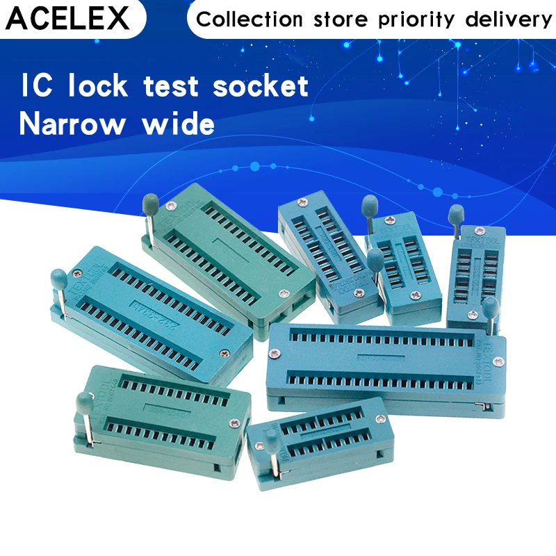 

10pcs IC lock seat Test Universal zif socket 14 16 18 20 24 28 40 Pins narrow wide
