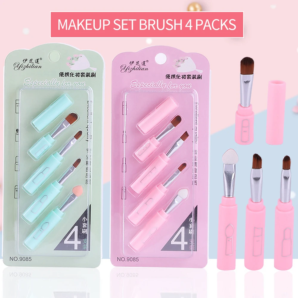 

SANIYE 4 in 1 Pink Portable Makeup Brushes Set For Eyeshadow Concealer Lip Eye Make Up Brush Cosmetics Beauty Tools