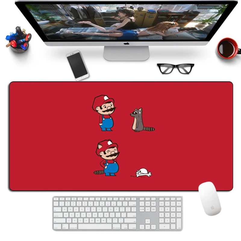 Большой коврик для мыши Kawaii Mario геймерский отаку 80x40 см натуральный каучук XL с