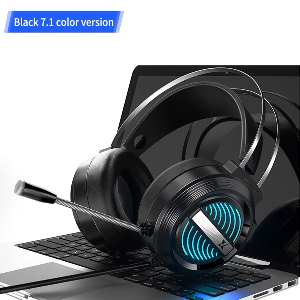 

Stereo Gaming Headset 7.1 Virtual Surround Bass Gaming Earphone Gamer Headphone USB Plug Volume Control with Mic LED Light