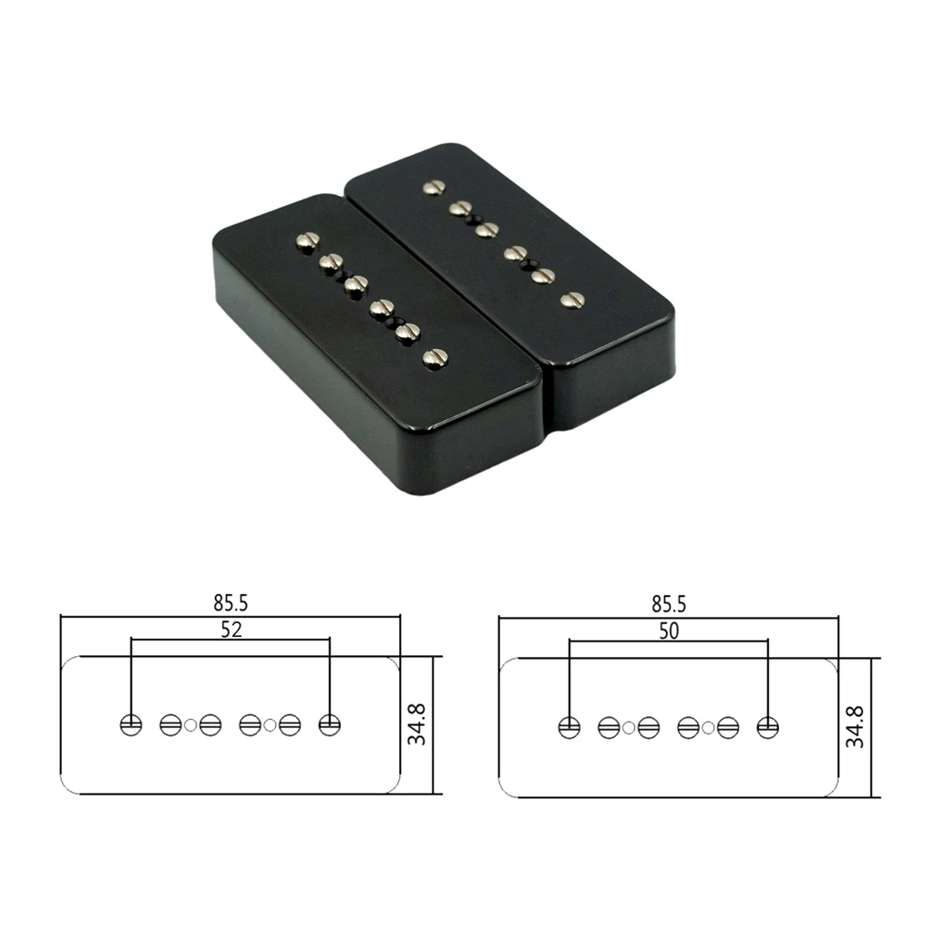 2Pcs Soap Bar Electric Guitar Pickups Black 50mm/52mm with Screws Springs Luthier Supply | Parts &amp Accessories