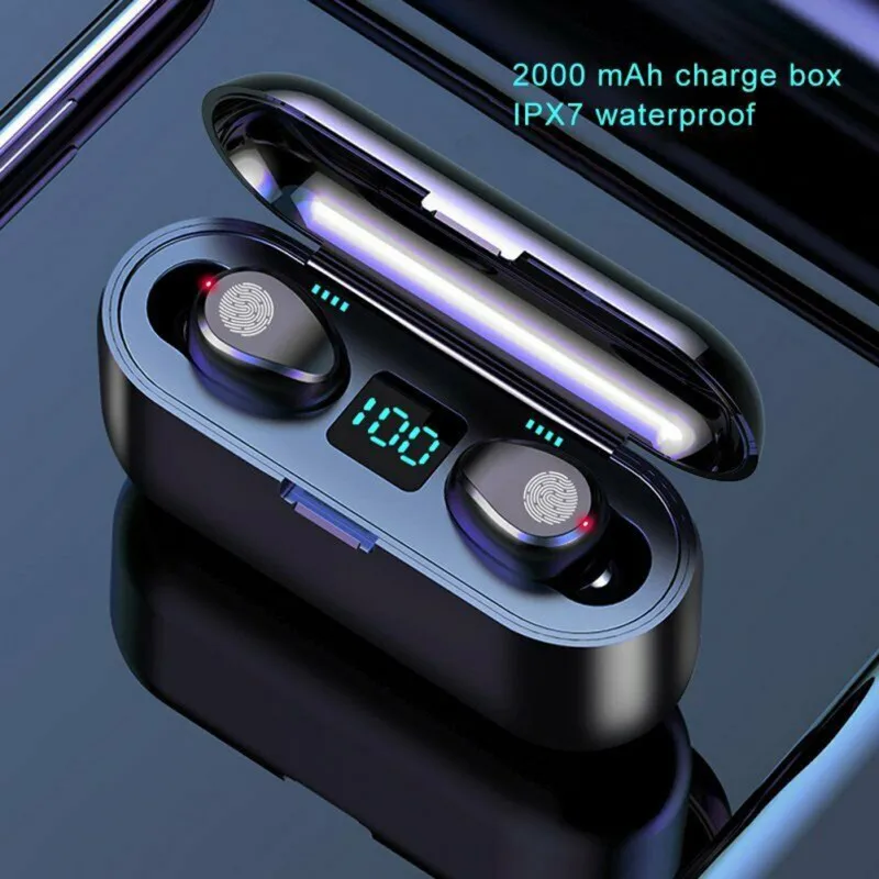 F9 TWS Wireless Bluetooth Earphone LED Display With 2000mAh Power Bank Headset V5.0 Earphones | Электроника