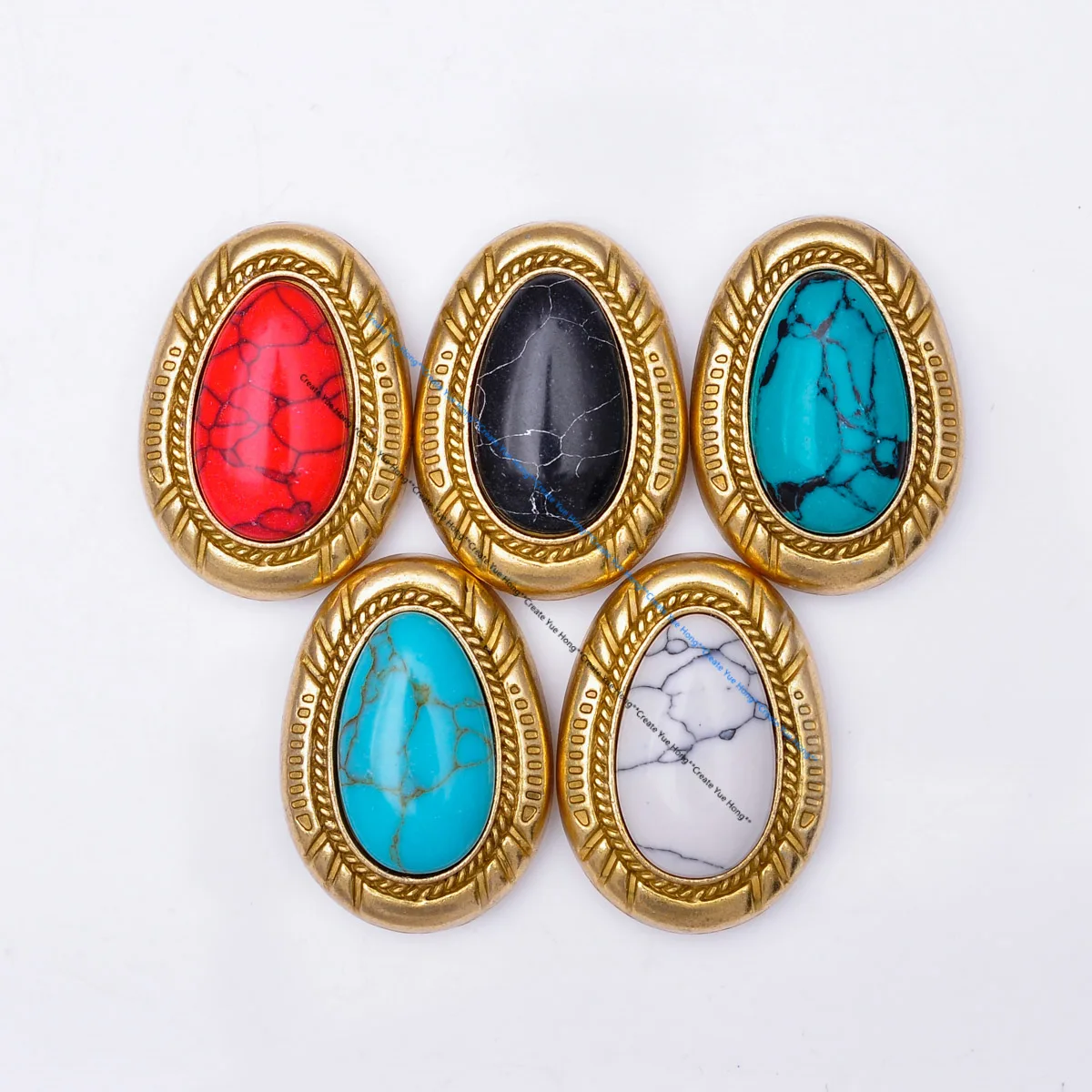 Винтажная латунная веревка из бирюзового камня резная кожевенное ремесло Western