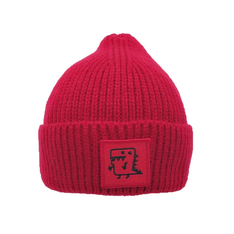 Милая зимняя детская шапка для новорожденных Повседневная однотонная вязаная