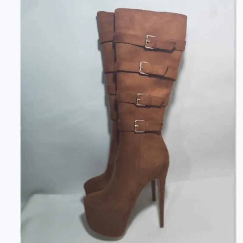 

SHOFOO shoes,Elegant fashionable women's boots, suede, about 18cm high-heeled women's boots, knee-length women's boots.