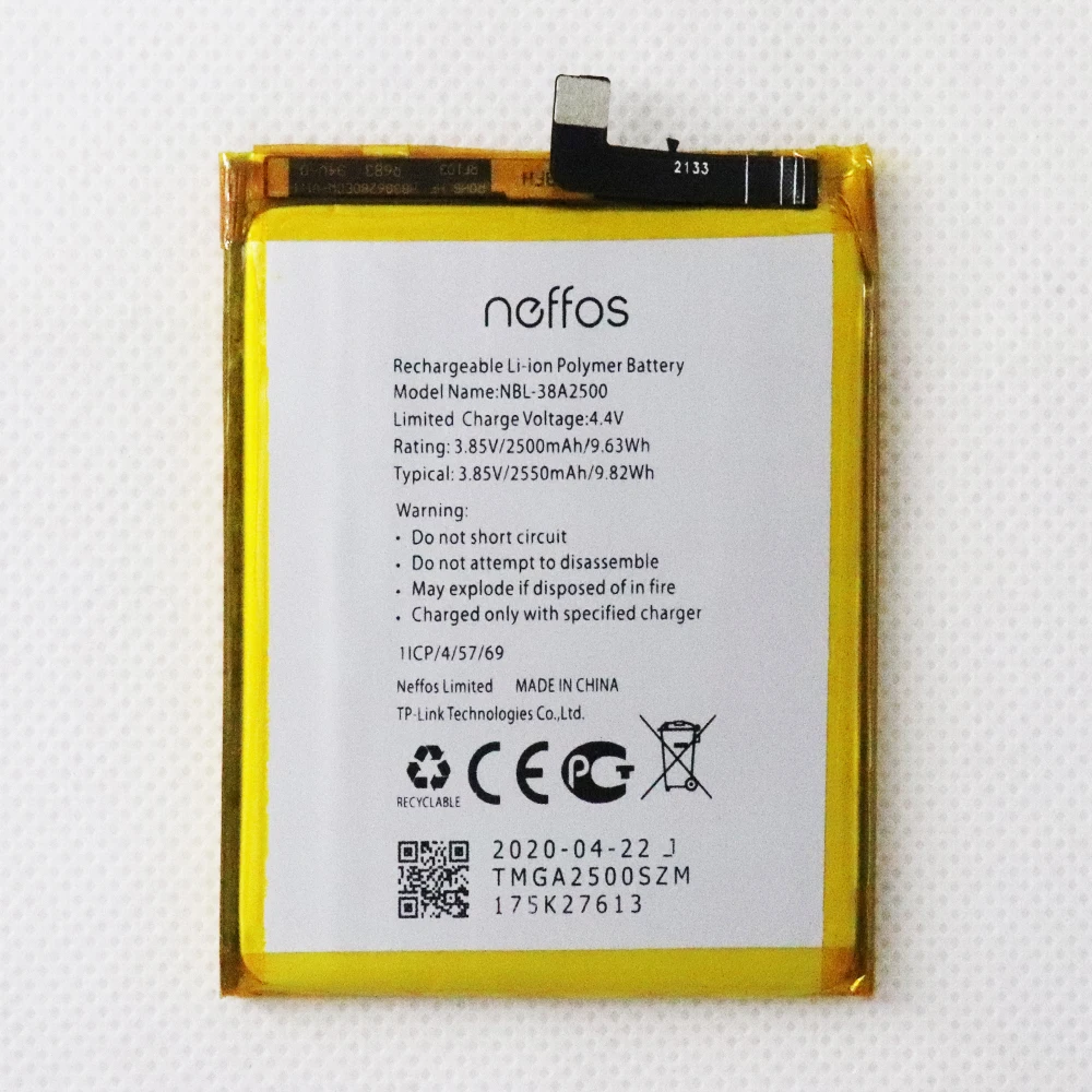 

Аккумулятор для TP-link Neffos X1 Lite TP904A TP904C NBL-38A2500, 2 шт./Лот, 2500 мАч