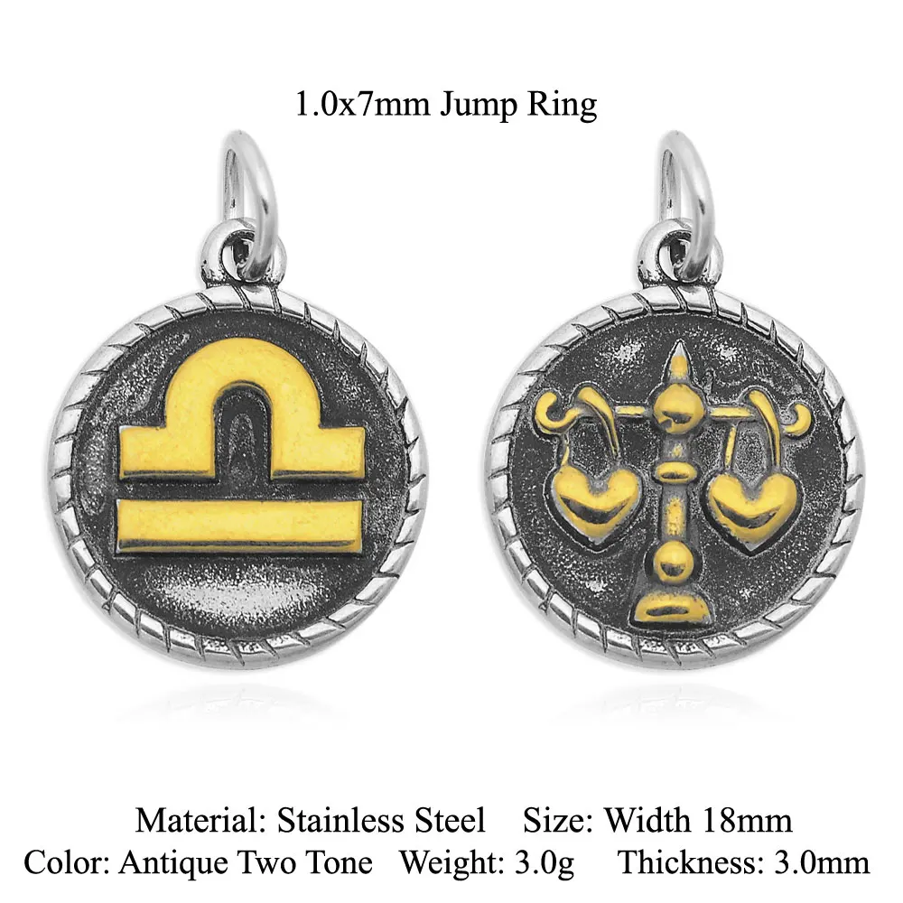 Кулон в виде знака зодиака из нержавеющей стали 100% двухцветный ювелирный кулон