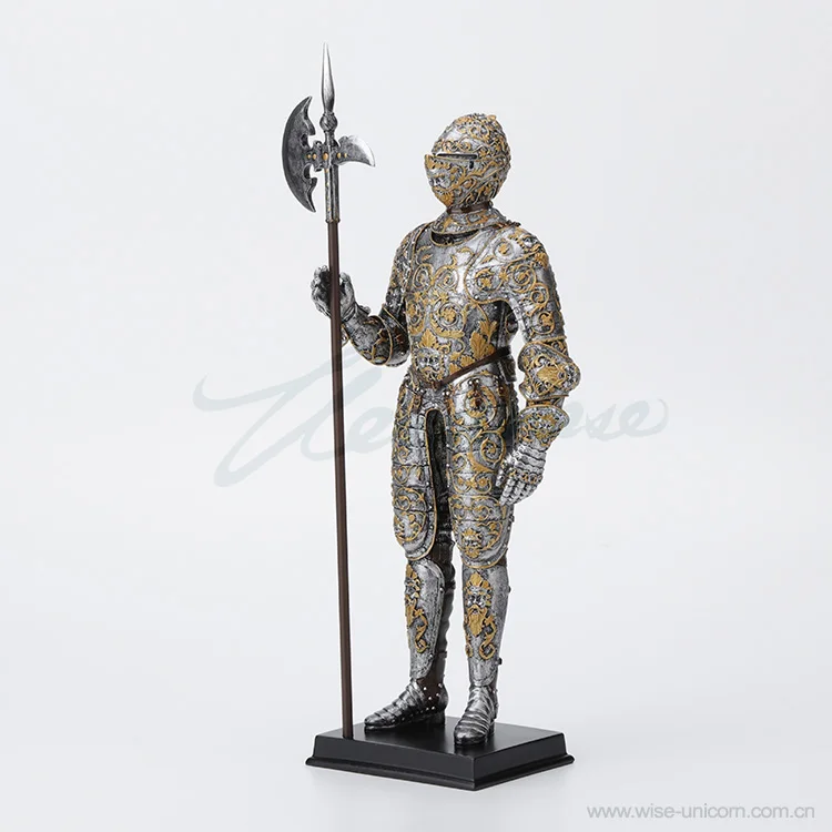 

France Medieval Warrior Armor There's a head on the back. Fife home Factory Statue Figure sculpture