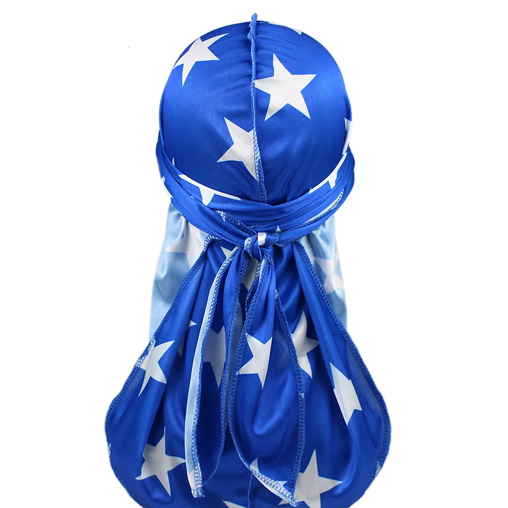 Мужские Durag шелковистый принт Doo rag красочные банданы с длинным хвостом| |