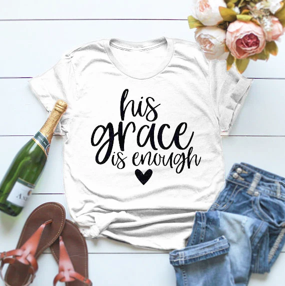Футболка с надписью His Grace Is enfy серая футболка prevent хлопковый топ графическим