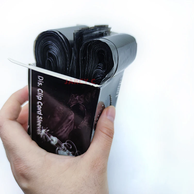 

100Pcs Tattoo Machine Accessory Professional Tattoo Clip Cord Sleeves Medicals Plastic Disposable Covers Bags Black/Blue Supply