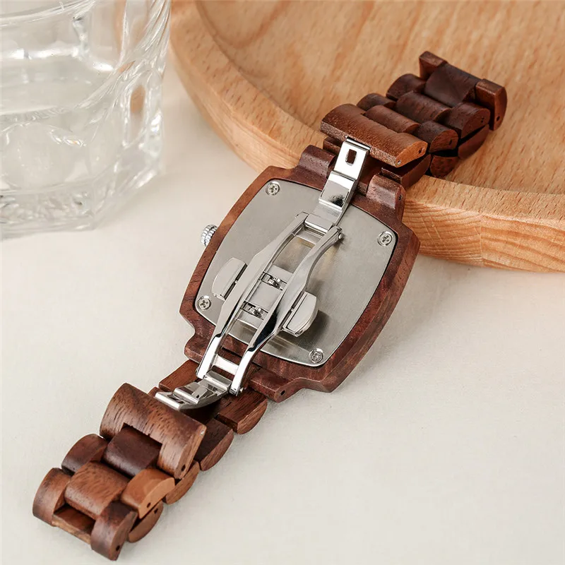 Creative Walnut Wooden Watches for Lovers Couple Wristwatch Women Men Quartz Watch Full Bamboo Band Reloj Hombre Souvenir Gifts