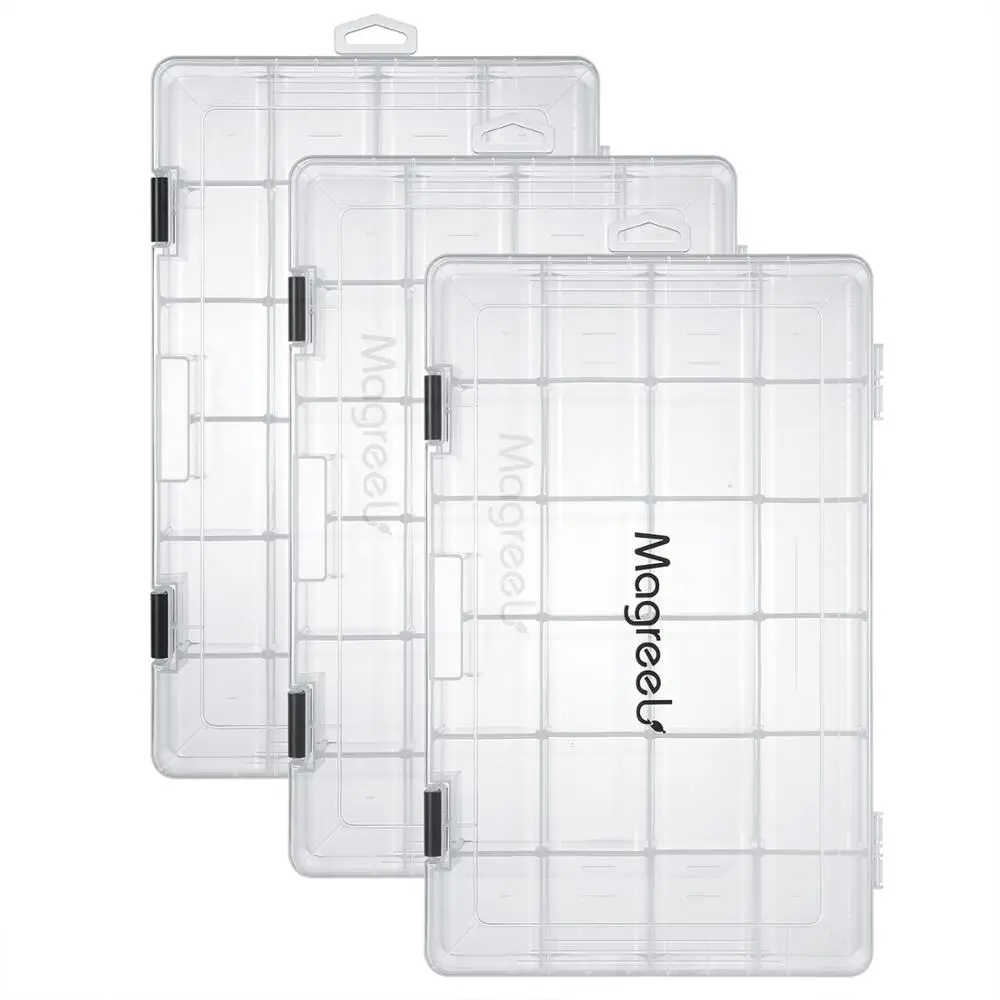 Magreel 3packs Fishing Tackle Box Transparent Fish Boxes with Adjustable Dividers Gear Bags 3600 3700 | Спорт и развлечения
