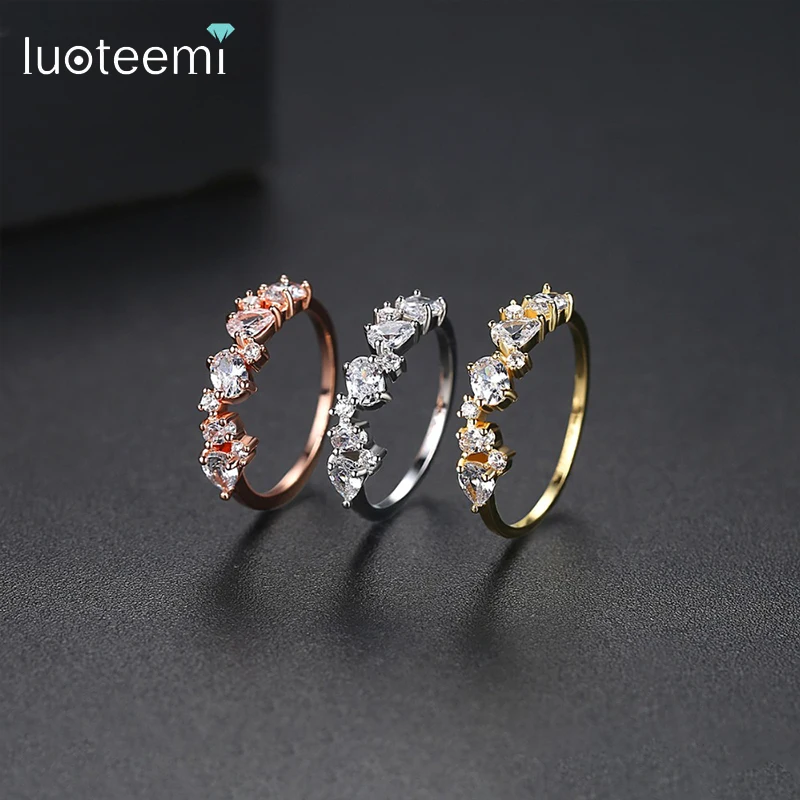 Изысканное кольцо LUOTEEMI для женщин обручальное свадебной вечеринки высшего