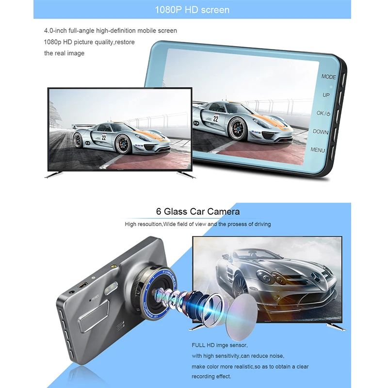 A4.0" IPS Dual Lens Car DVR Auto Camera Cars Dvrs Dash Cam Camcorder FHD1080P Recorder Video Registrator Carcam Vehicle dash cam |