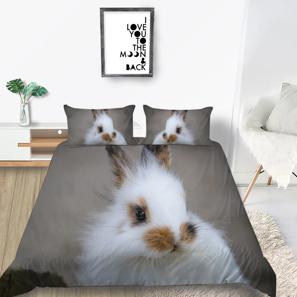 

3D Rabbit Bedding Set Single Cute Comfortable Fashionable Duvet Cover Queen King Twin Full Double Unique Design Bed Set