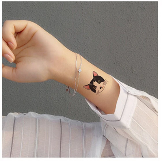 Водостойкая временная татуировка милые наклейки из мультфильмов Crayon Cat Tatoo