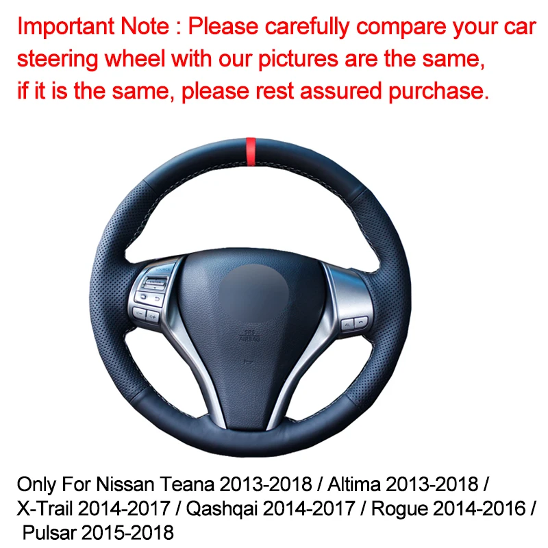 HuiER ручная швейная крышка рулевого колеса автомобиля для Nissan Teana 2013- Altima 2013- X-Trail- Qashqai- Rogue