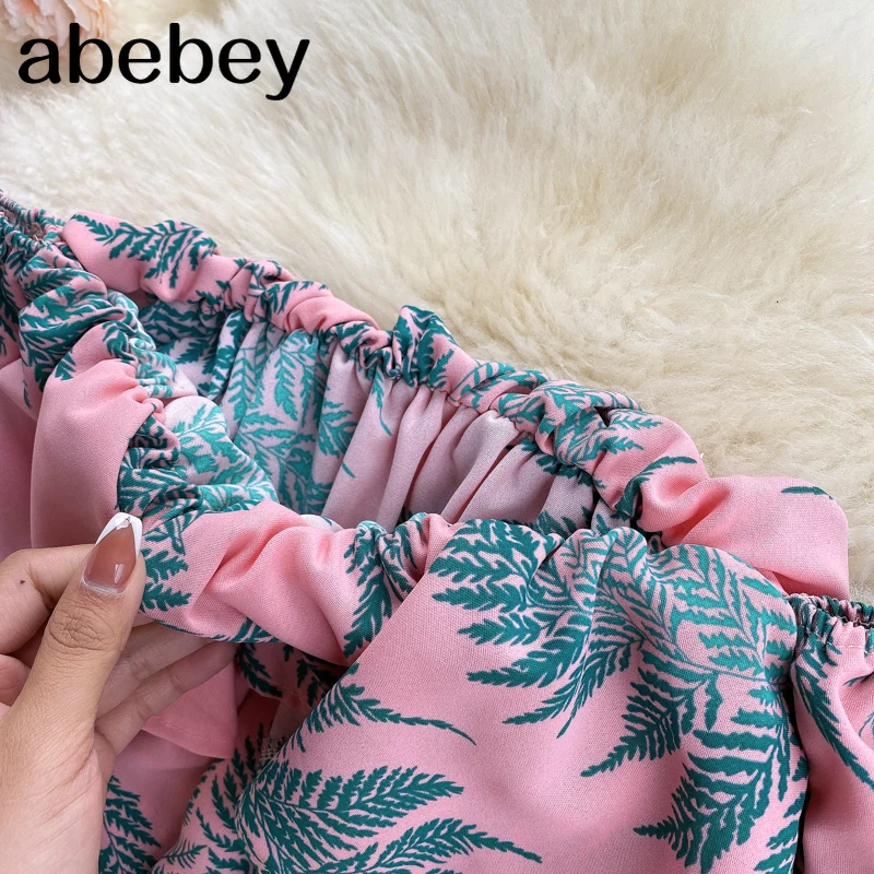

Women Retro Print Mini Dress Korean Sexy Slash Neck Ruffles A-line Dresses Summer Sexy Off Shoulder Beach Short Dress