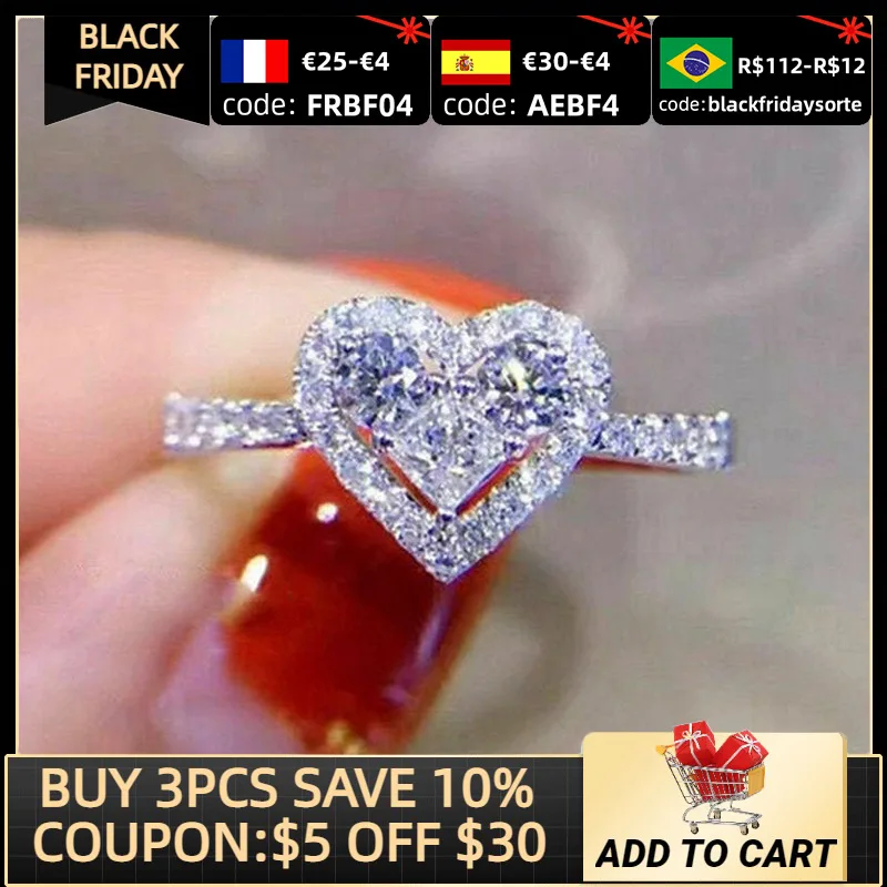 

2021 New Fashion Heart 925 Sterling Silver Fashion Ring for Women Party Gift Jewelry Wholesale R6506