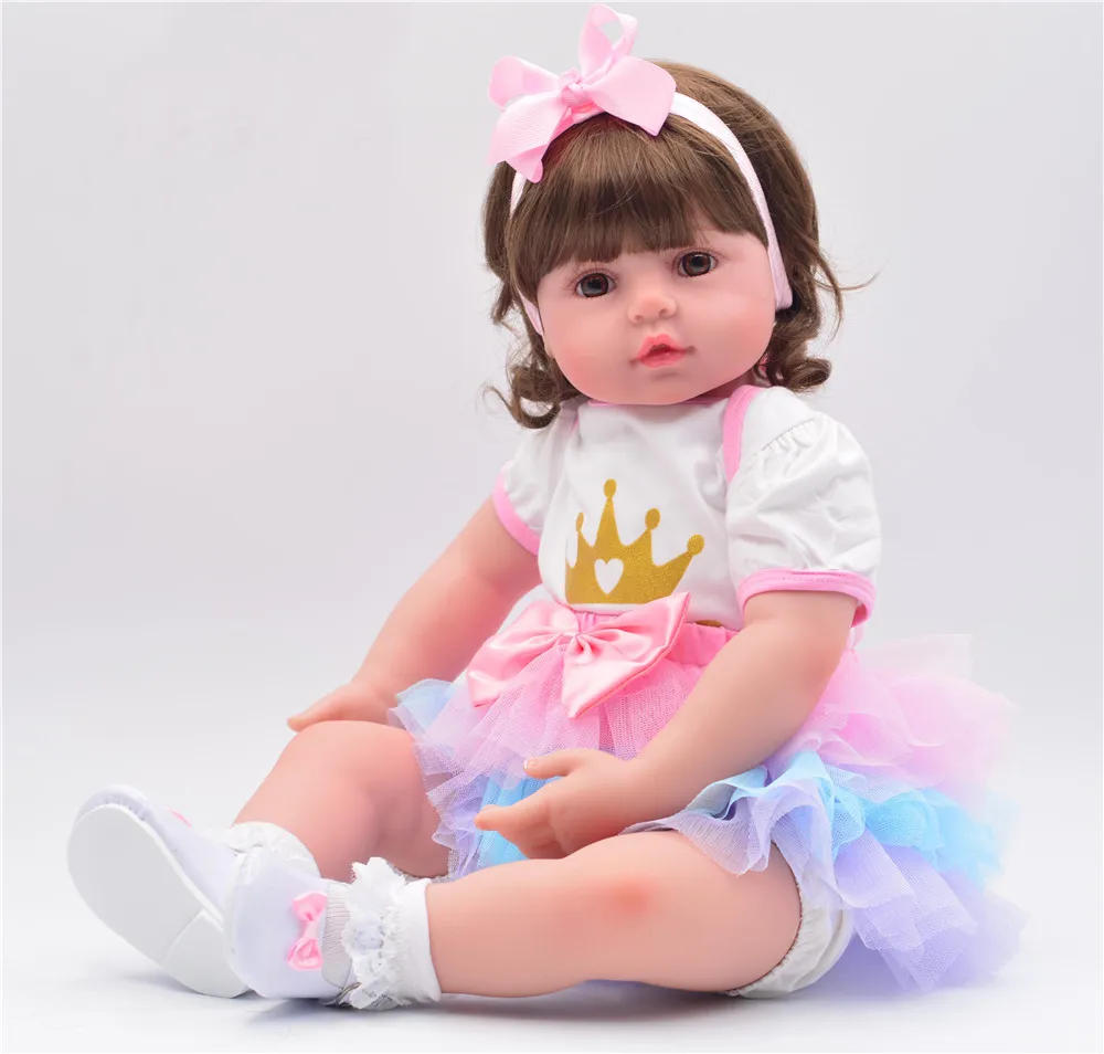 Красивый большой размер кукла реборн 60 см силиконовая мягкий парик Реалистичная