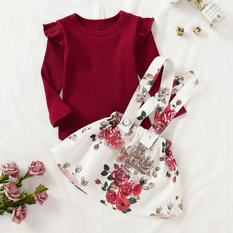 Осенние Топы с длинными рукавами для новорожденных девочек вязаная красная