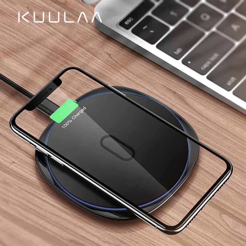 KUULAA 10 Вт Qi Беспроводное зарядное устройство для iPhone X/XS Max XR 8 Plus металлический