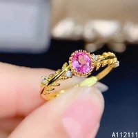 fine jewelry 925 sterling silver inset with natural gem womens luxury fashion plant pink sapphire adjustable row ring support d