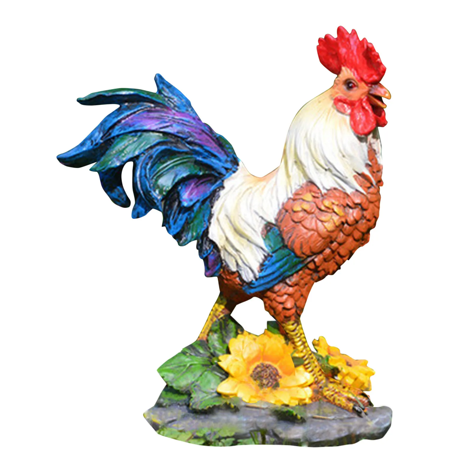

Outdoor Creative Resin Cock Hen Figurines Crafts Welcome Card Decoration Livingroom Home Accessories Ornaments Garden Furnishing