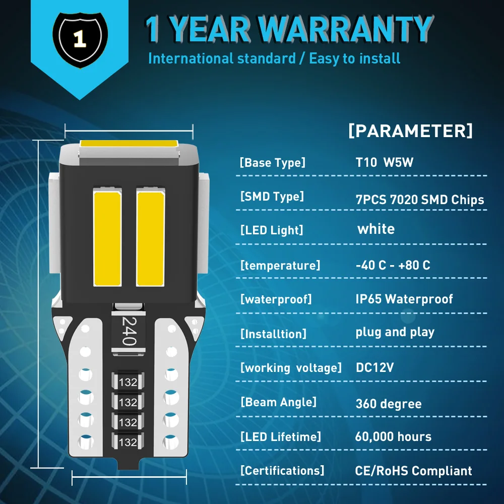 Светодиодный T10 W5W Canbus Error Free светильник лампы для Volkswagen VW Passat B6 B7 Jetta Golf 5 6 7 MK5 СС Tiguan