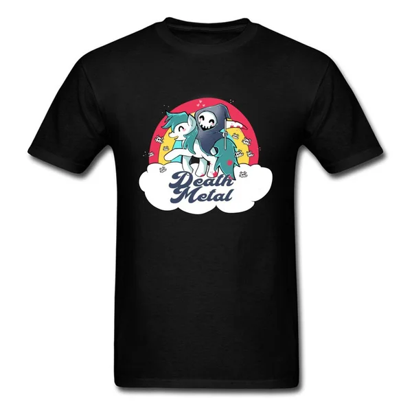 

Popular Metal T-shirt, Men's Funny Black T-shirt, Printed Cotton T-shirt, New Street Style, Pony and Reaper Grim, Children's