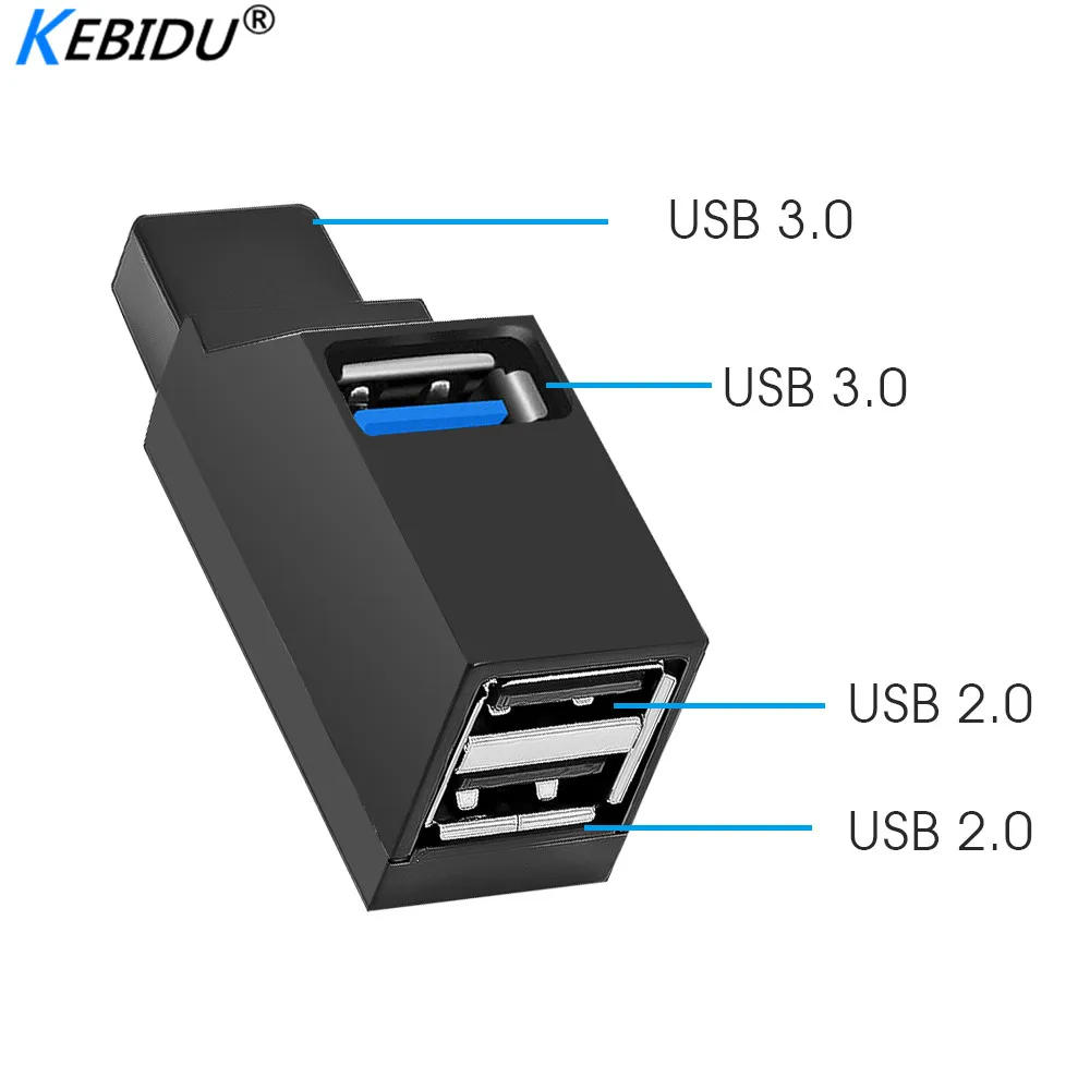 

Kebidu 3 Port USB Hub Mini USB 2.0 3.0 High Speed Hub Splitter Box For PC Laptop U Disk Card Reader For iPhone Smart Phone