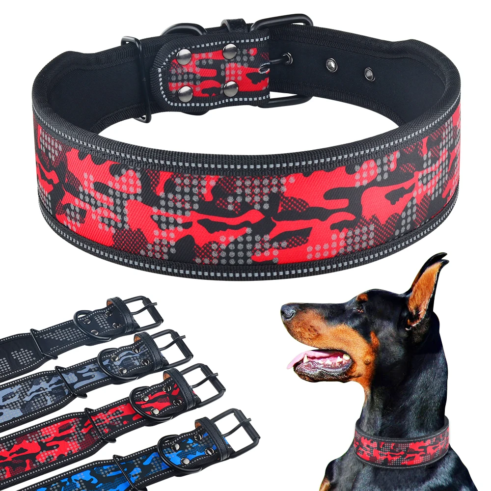 

Reflective Dog Collars Camouflage Nylon S-M-L Customized Dog Collar Padded Dog Collar Accessories Fancy Pet Collar Wide Body