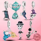 Подвеска на Хэллоуин, серебро 925 пробы, скелет ведьмы, чайник, гнездо, подвесные бусины, подходят для оригинального браслета, ожерелья, ювелирные изделия сделай сам