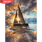 HUACAN Алмазная картина парусник Ландшафтная мозаика с бриллиантами закат Вышивка крестом Алмазная вышивка Корабль рукоделие домашний декор