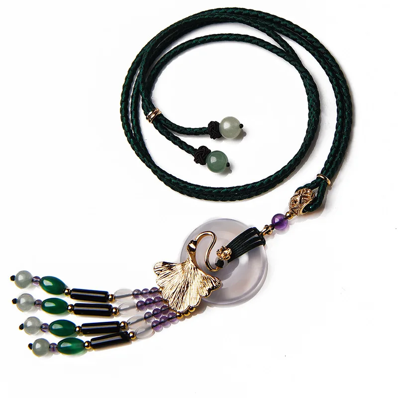 Этническое фиолетовое ожерелье с пуговицами на удачу в китайском стиле