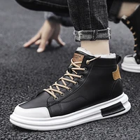 round toe snow boots casual shoes men high top boots winter waterproof boots men shoes leather sneakers fashion man white boots