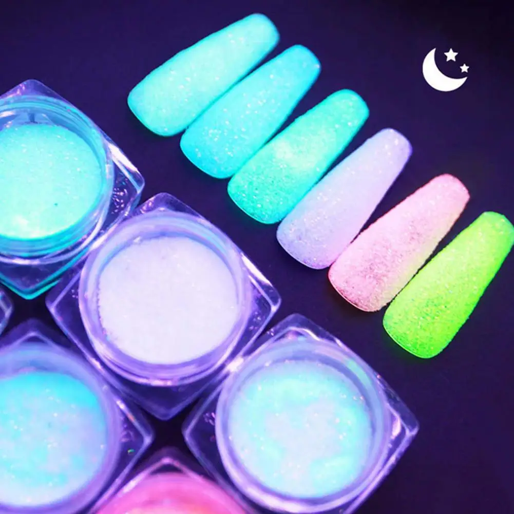 

70% Hot Sale 6 Boxes/Set Nail Sequins Noctilcent Glowing in Dark Luminous Chameleon Manicure Sequins for Female